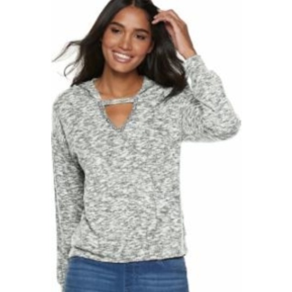 Juicy Couture Tops - Juicy Couture Marled Heather Grey Cutout Hoodie